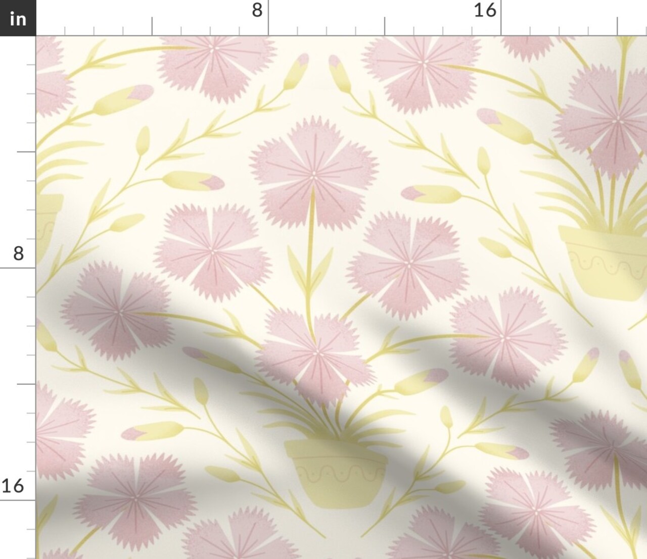 Pastel Floral Flower Damask Pink And Yellow Soft Hues Feminine Spring Cottagecore Custom Printed Fabric by Spoonflower Various Fabrics by the Yard or Fat Quarter